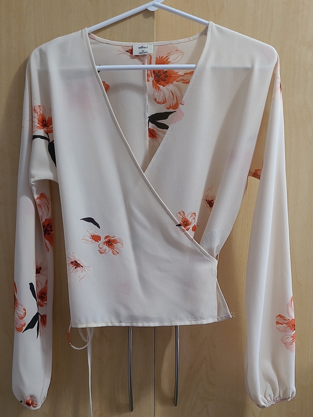 Aritzia - Wilfred *Discontinued* Floral Printed Lilia Wrap Long Sleeve Blouse
